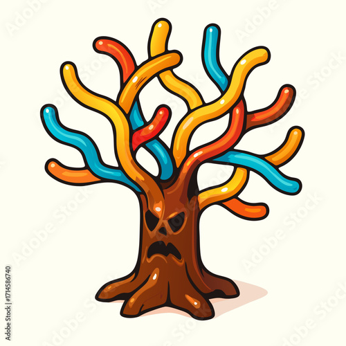 Halloween scary tree vector illustration 
