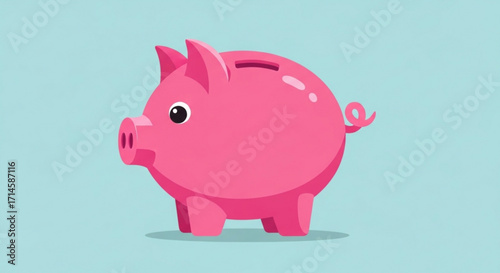 Pink piggy bank vector illustration for saving money and financial planning concept design element art asset