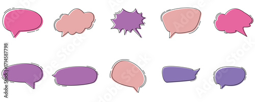 Set of cute colorful speech bubble vector for dialogue