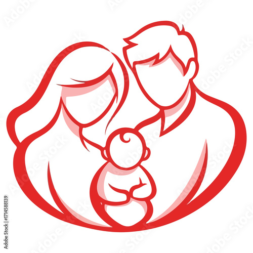 Family Portrait - A Loving Couple with Their Baby.