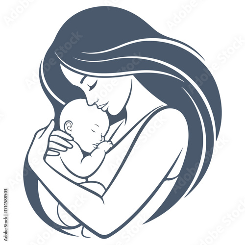 Mother holding baby, showing love and care, gentle embrace, peaceful moment.