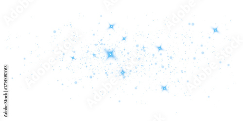 Blue Holiday Light Burst Featuring Fireworks, Bokeh Glow, and Magic Star Explosion for Celebration or Christmas Card Design
