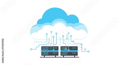 Cloud computing data servers network infrastructure.