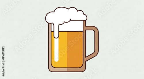 Vector illustration of a frothy beer mug for pub menu design and brewery advertising for oktoberfest drink