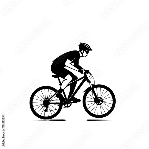 A person cycling on a mountain bike, silhouetted against a bright backdrop, suggesting a sport activity