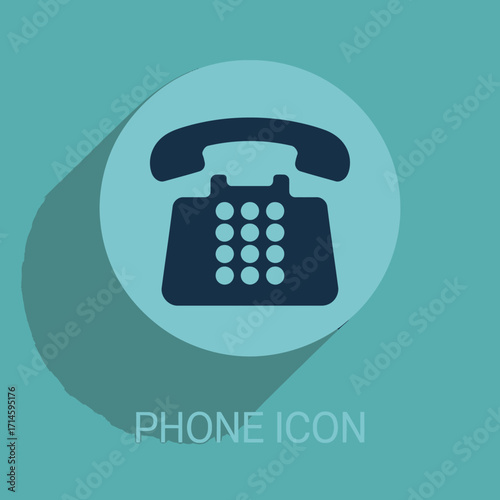 Retro Telephone Icon on Teal Background Illustration of Communication and Technology for Business and Personal Use Simple Design