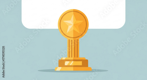 Golden star award trophy icon vector illustration best achievement champion prize success first place winner 100