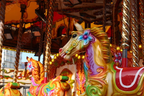 colorful merry go round carousel horse