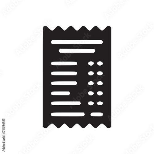 Vector art of digital illustration of a receipt, symbolizing financial transactions, purchase records, and expense tracking in a clean, minimalist style for web and app design