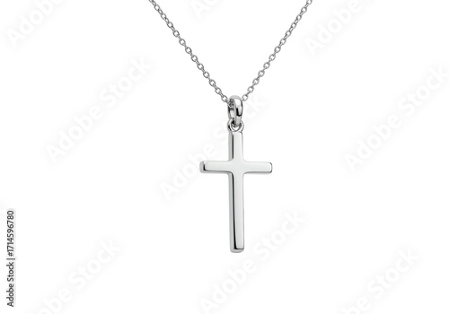 Canvastavla Isolated silver Christian cross necklace pendant on chain fashion jewelry elegan