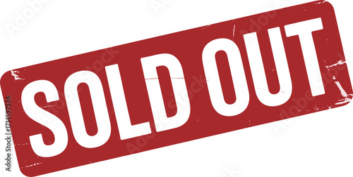 Sold Out Red Stamp with Distressed Texture and White Text vector illustration