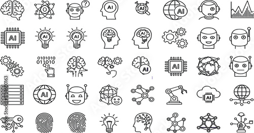 AI Icon Set Artificial Intelligence Graphics for Design Projects