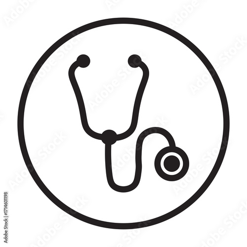 black vector illustration of a stethoscope