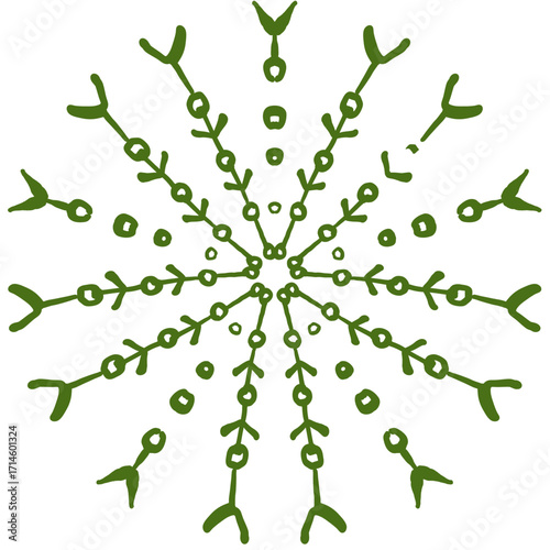 Hand drawn ink vector illustration. Christmas winter time themed. Snowflake