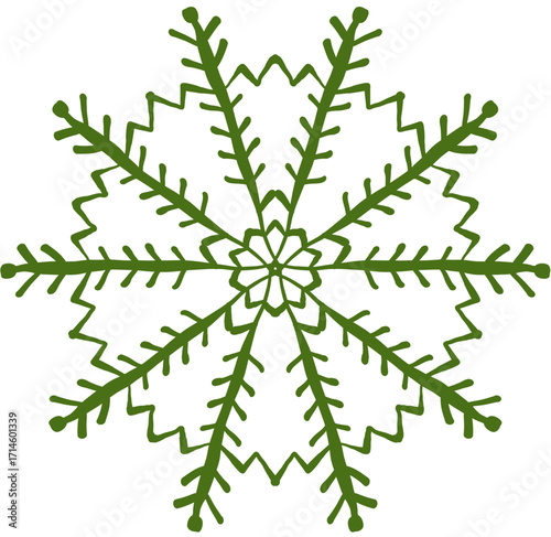 Hand drawn ink vector illustration. Christmas winter time themed. Snowflake