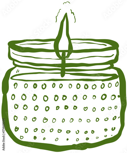 Hand drawn ink vector illustration. Christmas winter time themed. Candle 