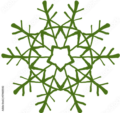 Hand drawn ink vector illustration. Christmas winter time themed. Snowflake 