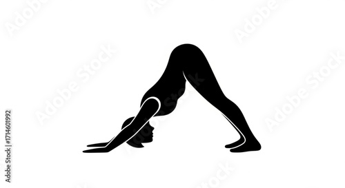 Downward facing dog yoga pose illustration for fitness and wellness vector art design element