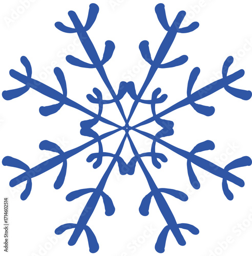 Hand drawn ink vector illustration. Christmas winter time themed. Snowflake