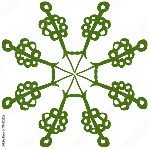 Hand drawn ink vector illustration. Christmas winter time themed. Snowflake 