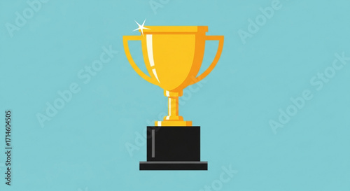 Golden trophy award vector illustration for achievement success and championship winning concept design element