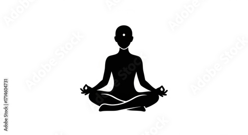 Meditation yoga pose silhouette vector illustration for mindfulness and relaxation practice design concept