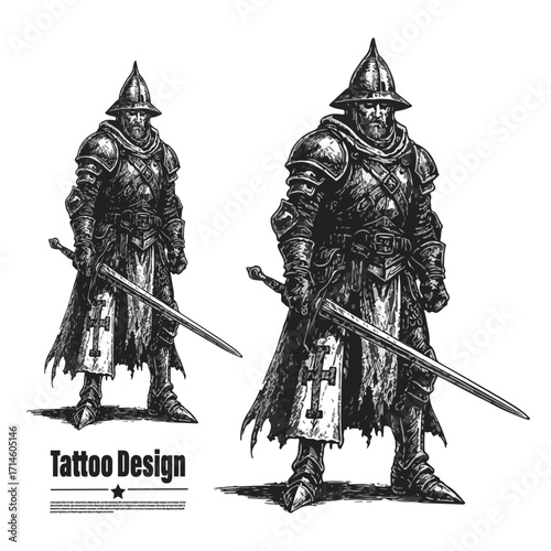 medieval knight with sword