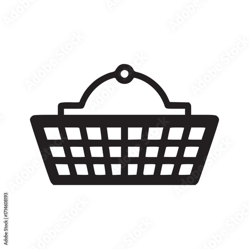 Illustration of a shopping basket, the icon is simple and modern, perfect for use in a variety of digital and print media projects it is a versatile design