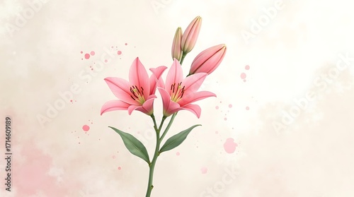 A hand-drawn floral design with soft blossoms and falling petals, perfect for a serene spring theme and invitations. Generative  Ai.