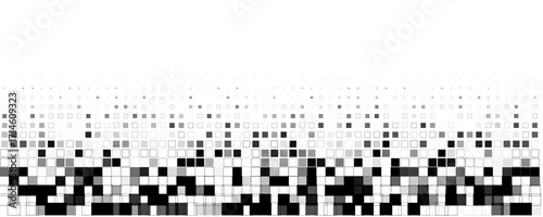 AI Data Background Pattern Texture, Black And White Pixel Square Halftone Wave With Large Copy Space, Clean Tech BG Backdrop Wallpaper For Dashboards, Reports, And Presentations. Vector Illustration