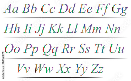 Colorful Gradient Decorative Alphabet Letters Set A–Z.