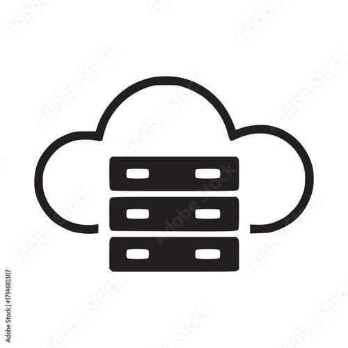 Vector art of cloud server icon a minimalist vector illustration depicting cloud computing, data storage, and network infrastructure, perfect for technology and business concepts