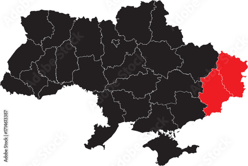 Luhansk and Donetsk Oblasts on the Ukraine Map
