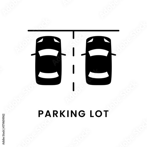 Solid Cars in Parking Lot Icons