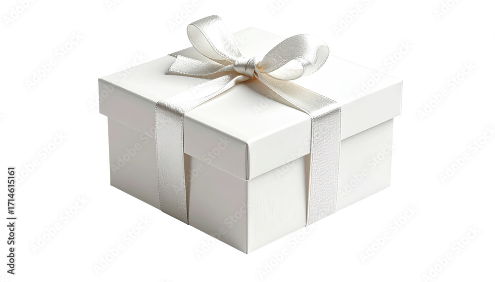 Obraz premium White gift box with ribbon