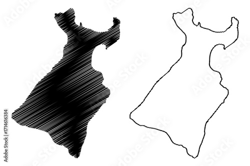 Ronde island (Grenada, Cenrtal America, Caribbean islands) map vector illustration, scribble sketch Ronde map