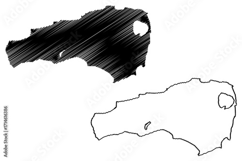 Rum Cay island (Commonwealth of The Bahamas, Cenrtal America, Caribbean islands) map vector illustration, scribble sketch Mamana and Santa Maria de la Concepcion map