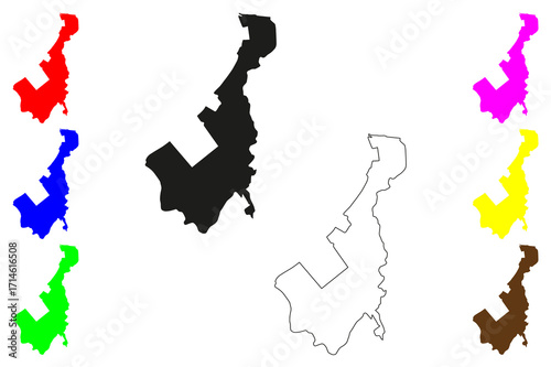 Miri city (Malaysia) map vector illustration, scribble sketch Bandaraya Miri map