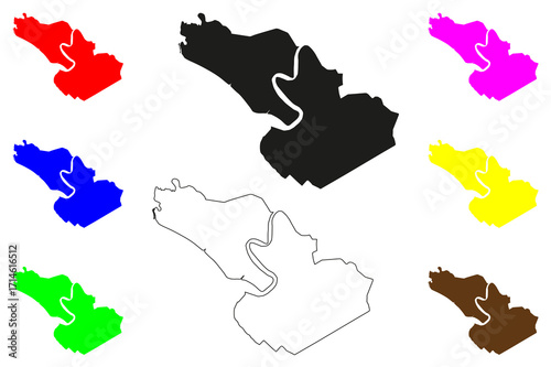Muar city (Malaysia) map vector illustration, scribble sketch Bandar Maharani map