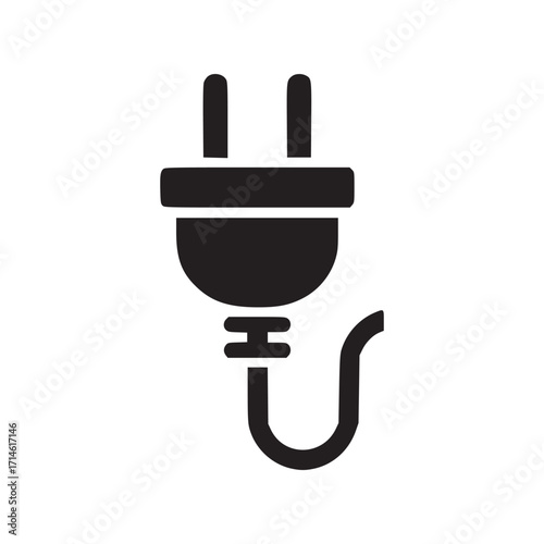 Illustration of a black electric plug, symbolizing energy, connection, and power, suitable for use in technology, industry, and environmental contexts
