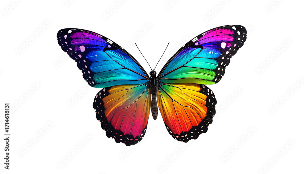 Obraz premium Colorful butterfly shows vibrant wings. PNG and transparent background ideal for creative design and digital art.