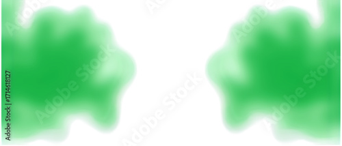 Abstract green blobs on either side of a white space