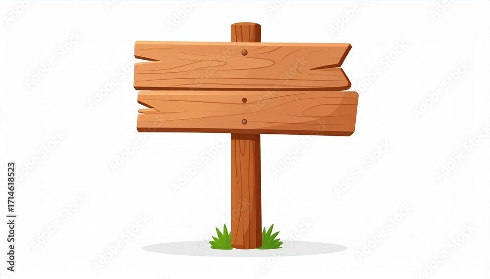 Fototapeta premium Cartoon wooden sign isolated on white background. Light banner made of wood vector 