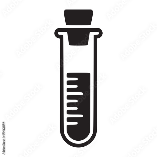 Illustration of a test tube symbol of science, education, chemical, physics and experiment scientific research, liquid analysis minimalist design, simple vector