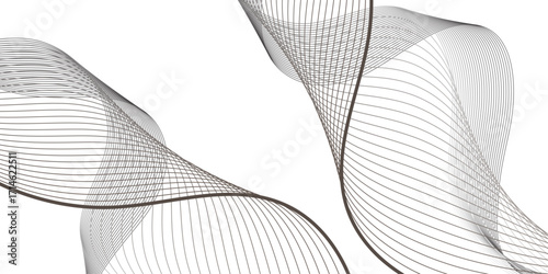 A minimalistic composition of wavy black lines bending and merging into flowing forms, evoking the essence of sound vibrations, futuristic movement, and organic digital flow.
