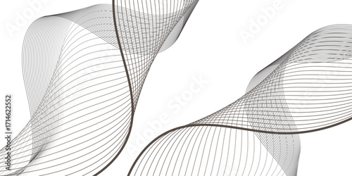 Elegant black wave lines overlap in rhythmic motion, forming curves that convey balance, energy, and flow, reminiscent of musical frequencies or fluid motion in abstract design.