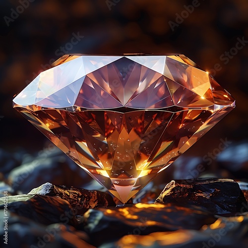Shiny brown diamond gemstone with sparkling facets image