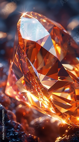 Shiny orange gemstone with brilliant reflections and sparkle image