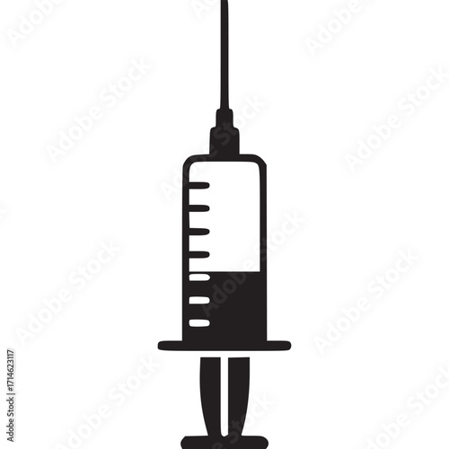 Vector art of syringe icon injection syringe vector icon medical equipment concept of vaccination, immunization, disease prevention, treatment, medical research, and healthcare