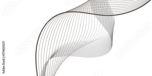A minimalistic composition of wavy black lines bending and merging into flowing forms, evoking the essence of sound vibrations, futuristic movement, and organic digital flow.